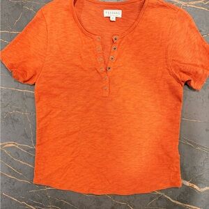 Tecovas Orange Short Sleeve Henley Tee